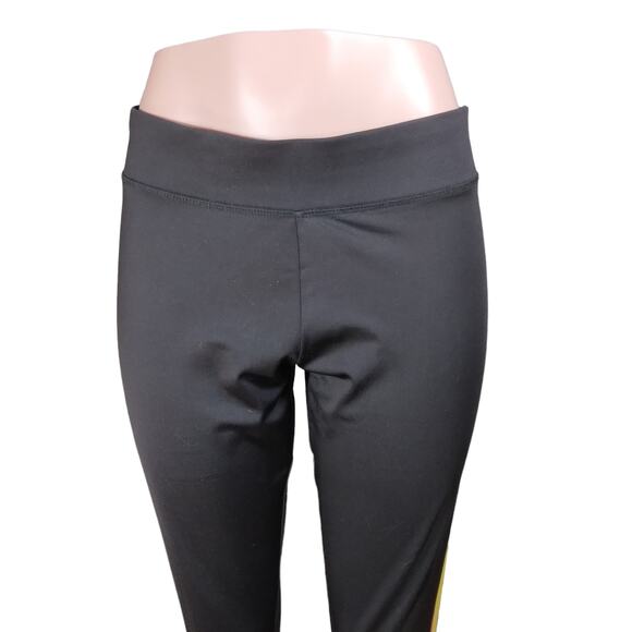 Joggers Cropped Pants Size Large Black with Yellow and Red Side Stripes - Picture 11 of 13